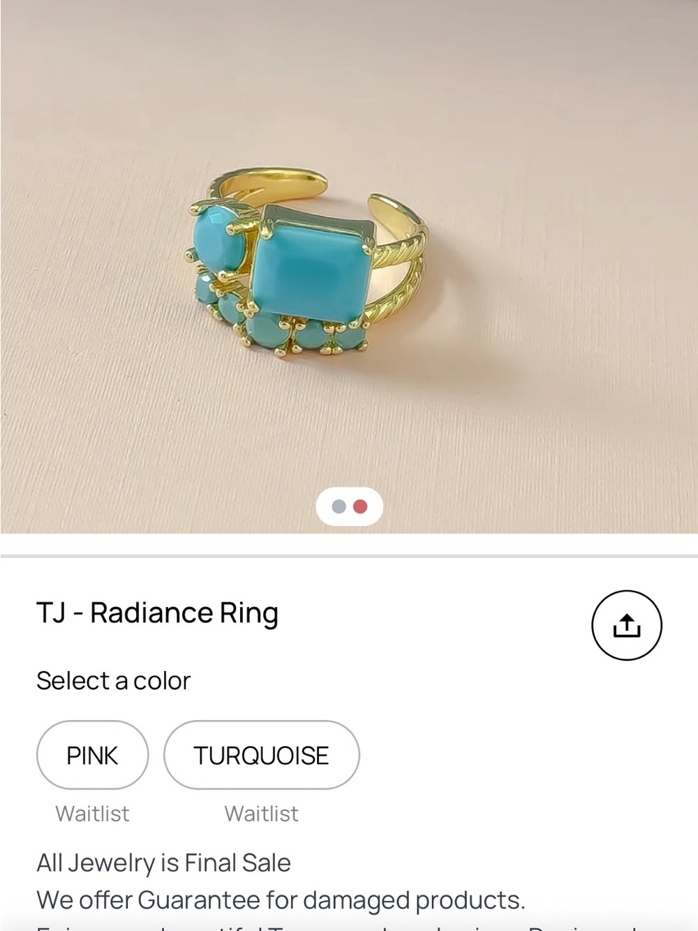 TJ Radiance Turquoise Gold-Plated Ring